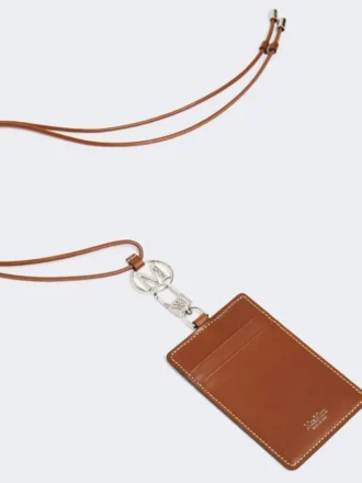 Portabadge in pelle, marrone ambra