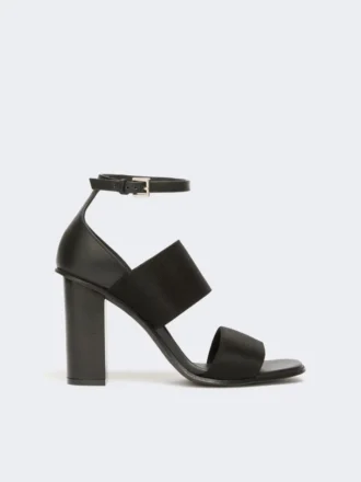 Sandali in pelle di vitello e tessuto elasticizzato, nero