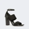 Sandali in pelle di vitello e tessuto elasticizzato, nero Sandali in pelle di vitello e tessuto elasticizzato, nero