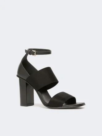 Sandali in pelle di vitello e tessuto elasticizzato, nero