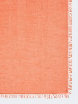 Scialle in jacquard di cotone, modal e cashmere, color corallo