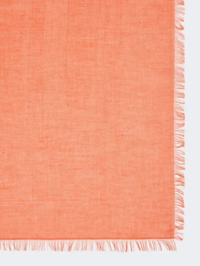 Scialle in jacquard di cotone, modal e cashmere, color corallo