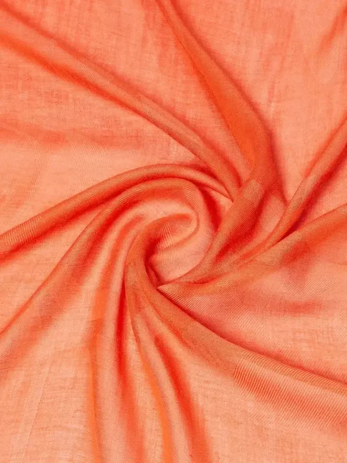 Scialle in jacquard di cotone, modal e cashmere, color corallo
