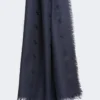 Scialle in maglia jacquard di lana e seta, blu notte Scialle in maglia jacquard di lana e seta, blu notte