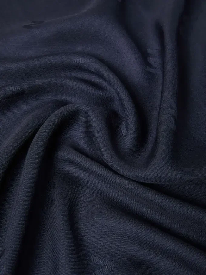 Scialle in maglia jacquard di lana e seta, blu notte Scialle in maglia jacquard di lana e seta, blu notte