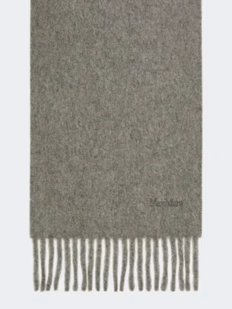 Sciarpa in lana con ricamo, grigio medio