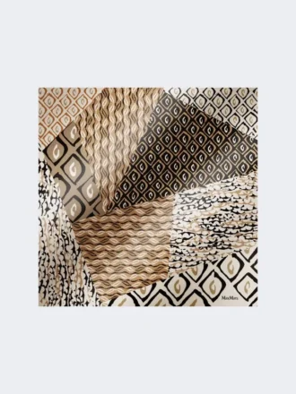 Sciarpa oversize in seta stampata, beige