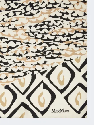 Sciarpa oversize in seta stampata, beige