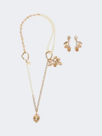 Set con ciondoli e cristalli, oro