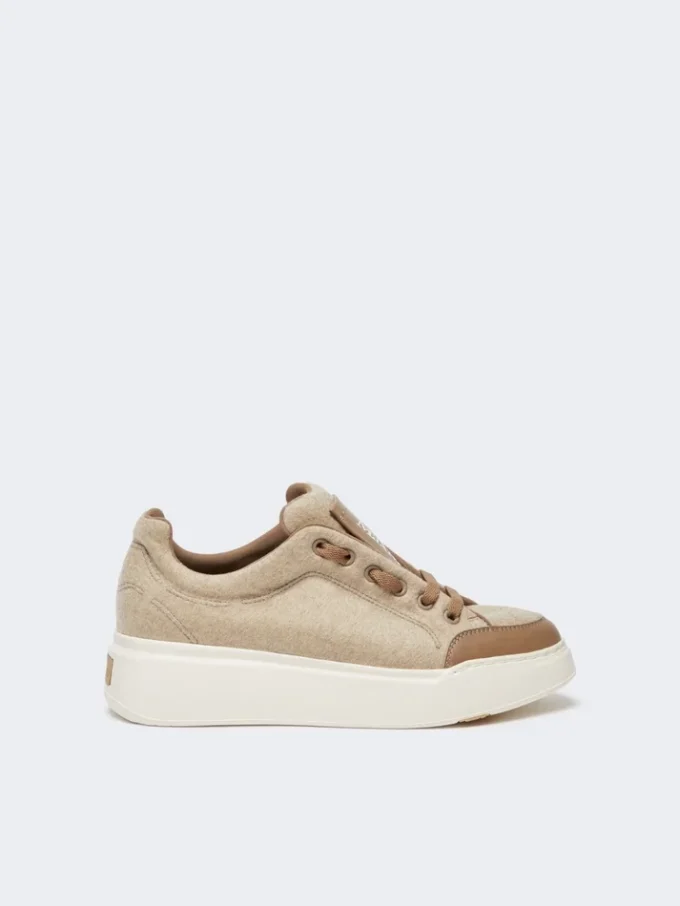 Sneakers in cashmere idrorepellente, beige Sneakers in cashmere idrorepellente, beige