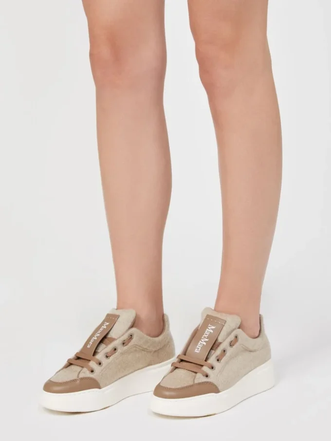 Sneakers in cashmere idrorepellente, beige Sneakers in cashmere idrorepellente, beige