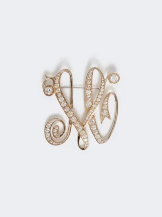 Spilla con monogramma in strass, avorio