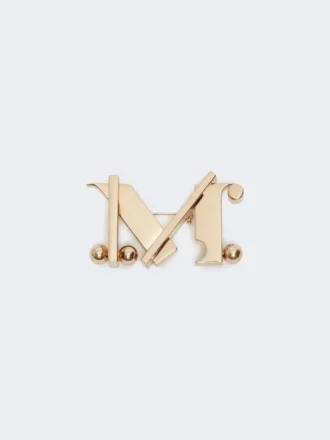 Spilla in metallo con monogramma, oro