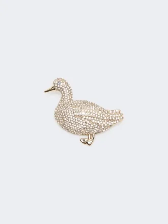 Spilla in metallo con strass, bianco ottico