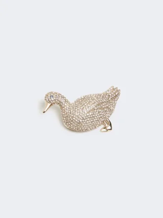 Spilla in metallo con strass, bianco ottico