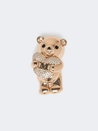 Spilla in metallo con strass, rosa antico