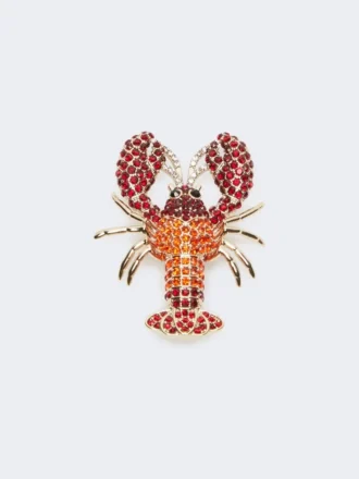 Spilla in metallo con strass, rosso scuro Spilla in metallo con strass, rosso scuro
