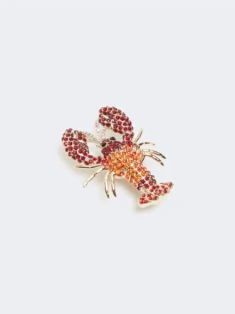 Spilla in metallo con strass, rosso scuro Spilla in metallo con strass, rosso scuro