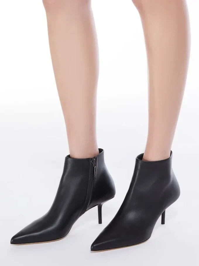 Stivaletti in pelle con zip, neri Stivaletti in pelle con zip, neri