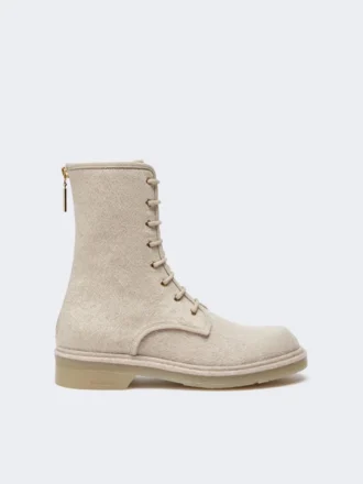 Stivali militari in puro cashmere, beige Stivali militari in puro cashmere, beige