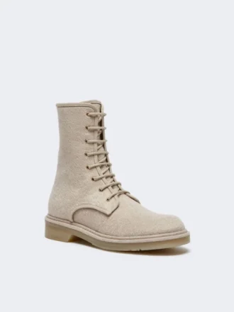 Stivali militari in puro cashmere, beige Stivali militari in puro cashmere, beige