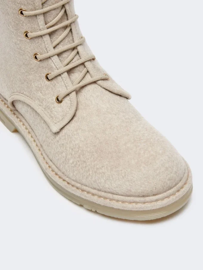 Stivali militari in puro cashmere, beige Stivali militari in puro cashmere, beige