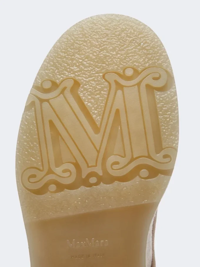 Stivali militari in puro cashmere, beige Stivali militari in puro cashmere, beige