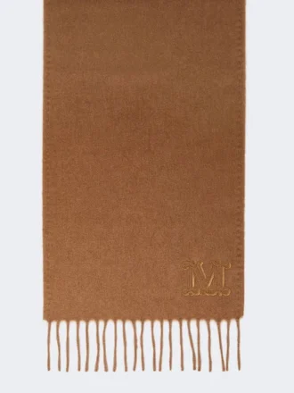 Stola color cammello con ricamo monogramma, cammello