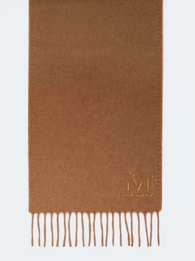 Stola color cammello con ricamo monogramma, cammello Stola color cammello con ricamo monogramma, cammello