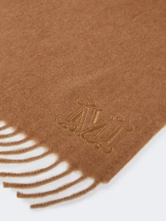 Stola color cammello con ricamo monogramma, cammello