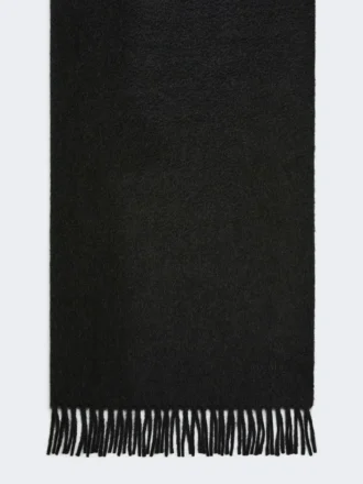 Stola con logo color cammello, nera