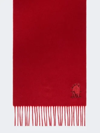 Stola in cashmere con frange, rosso scuro