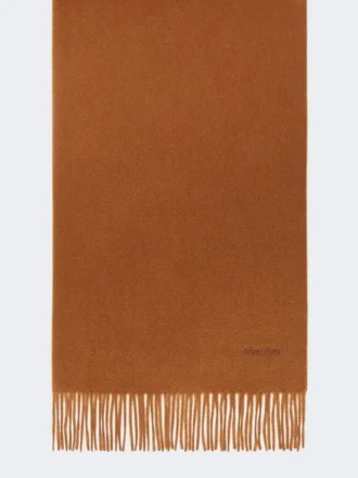 Stola in cashmere con logo, tabacco