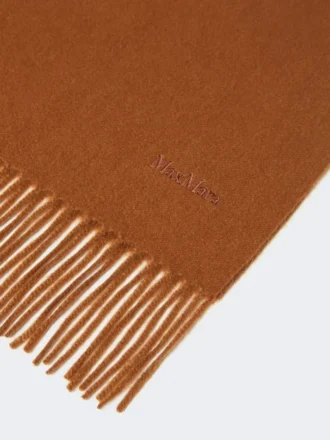 Stola in cashmere con logo, tabacco