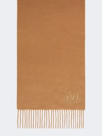 Stola in cashmere con ricamo monogramma, beige