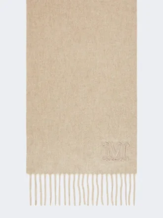 Stola in cashmere con ricamo monogramma, beige