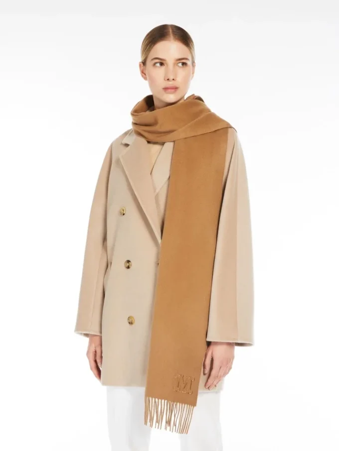 Stola in cashmere con ricamo monogramma, beige Stola in cashmere con ricamo monogramma, beige