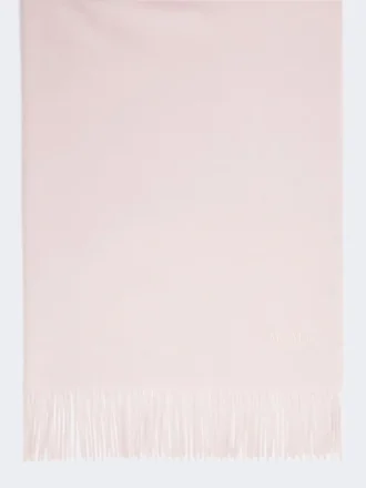 Stola in cashmere ricamata e con frange, rosa