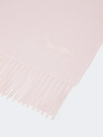 Stola in cashmere ricamata e con frange, rosa