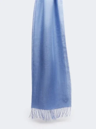 Stola in lino con frange, azzurra