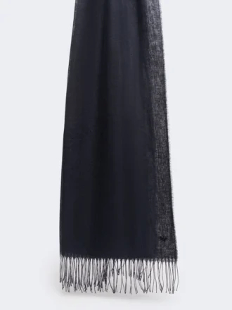 Stola in lino con frange, blu notte