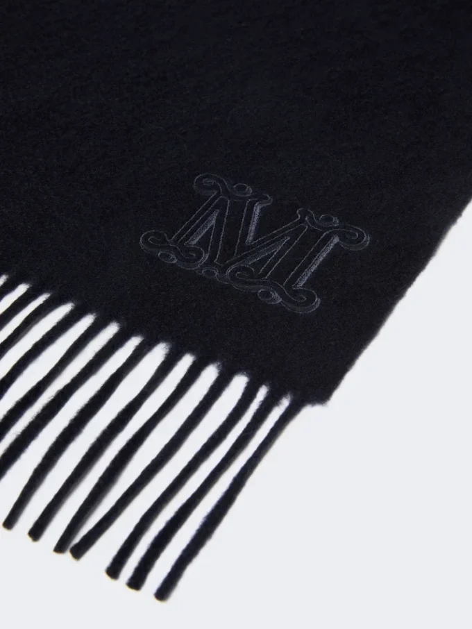 Stola in puro cashmere con dettaglio monogramma, blu oltremare Stola in puro cashmere con dettaglio monogramma, blu oltremare