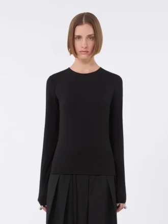 T-shirt aderente in jersey, nera