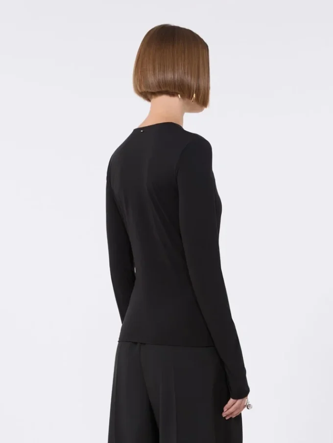 T-shirt aderente in jersey, nera
