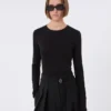 T-shirt aderente in jersey, nera