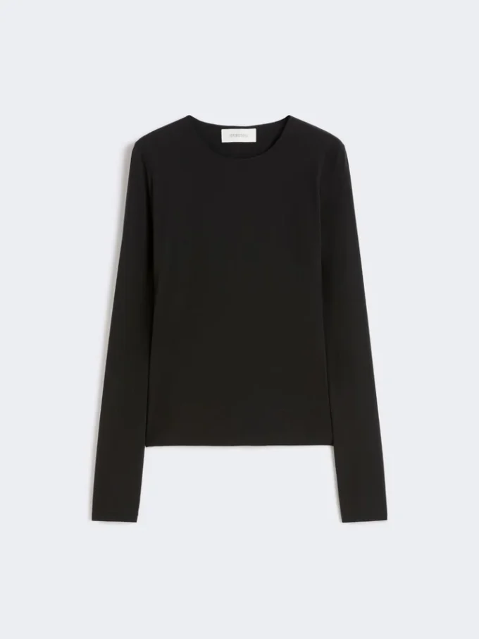 T-shirt aderente in jersey, nera