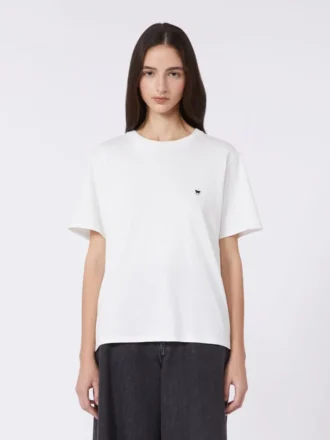 T-shirt basic in cotone, bianco ottico