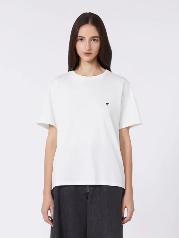 T-shirt basic in cotone, bianco ottico