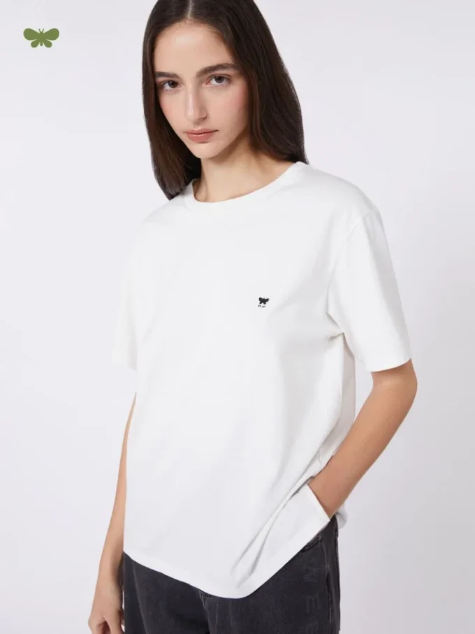 T-shirt basic in cotone, bianco ottico