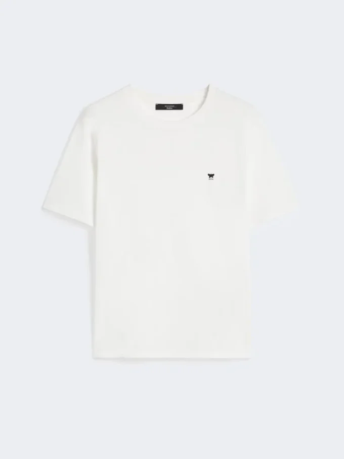 T-shirt basic in cotone, bianco ottico